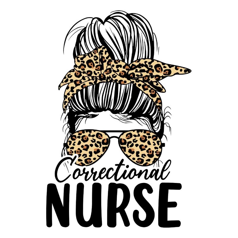 Infirmière correctionnelle Messy Bun Infirmière de prison léopard