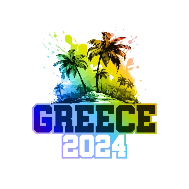 Greece 2024 Holiday Palm Trees Multicolored