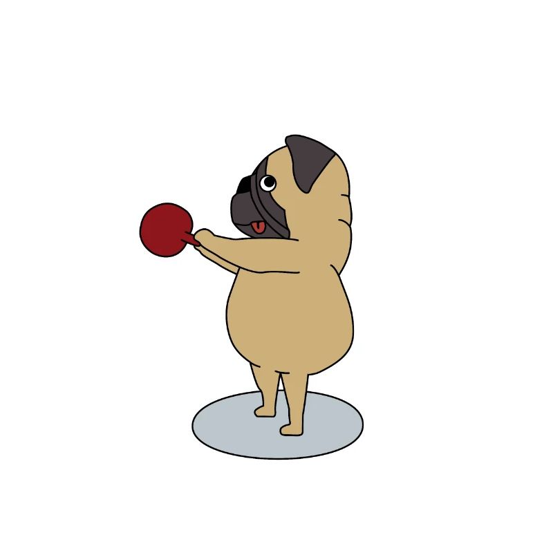 Mops mit Kettlebell macht Kettlebell Swings