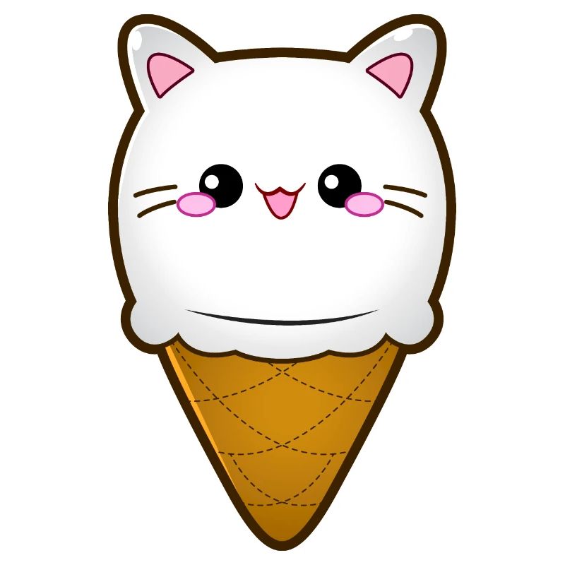 Ice Cream Cat Eiscreme Eis Katze Vanille Eiskugel