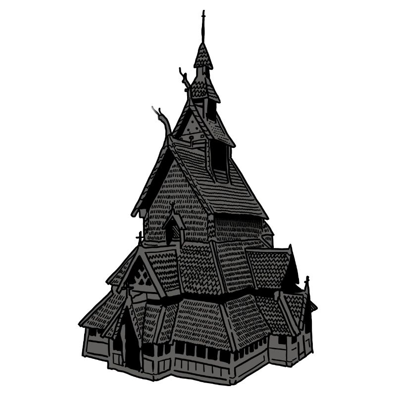 Stabkirche Norwegen grau