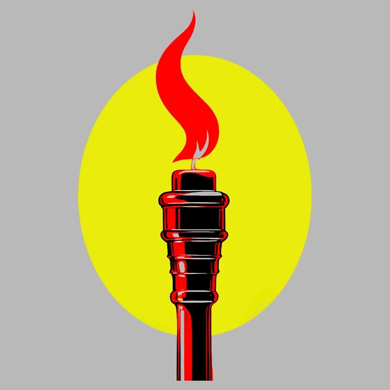 Burning flame on a yellow background