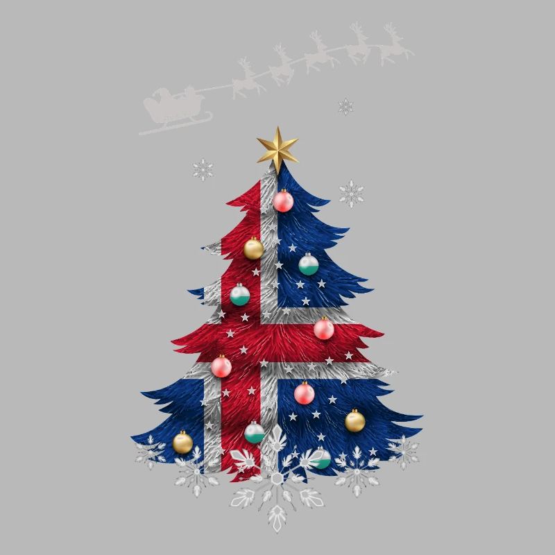 Sapin de Noël avec drapeau islandais