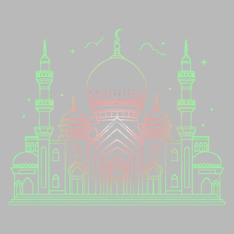 Mosque star crescent stylized green or black