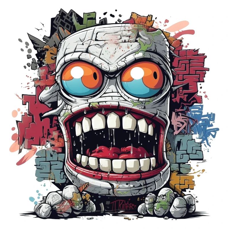 Monstre de graffiti dans la conception d’art de rue urbain