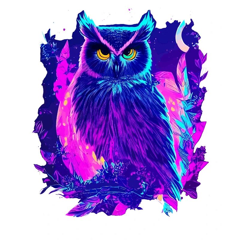 Neon leuchtende Eule Synthwave