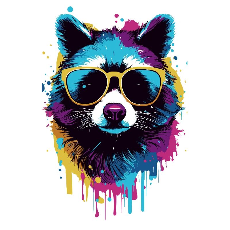 Bunter Waschbär mit Sonnenbrille