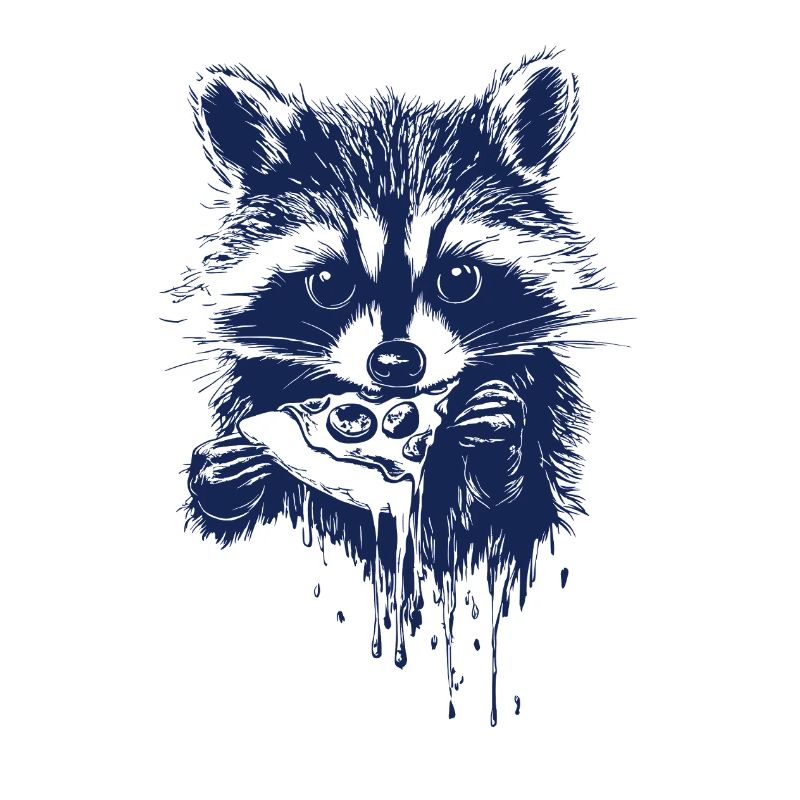 raton laveur mignon mangeant de la pizza