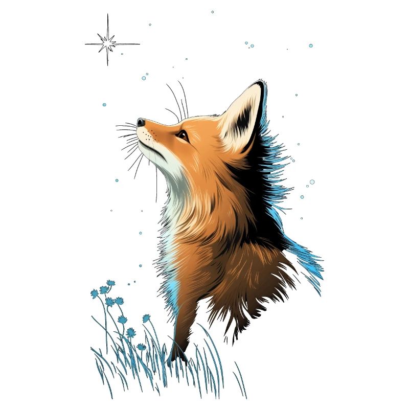 Fox with starry sky
