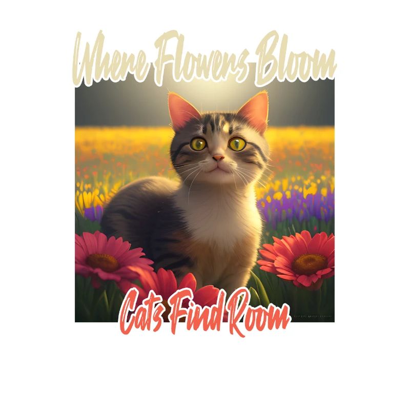 Chat dans la mer de fleurs