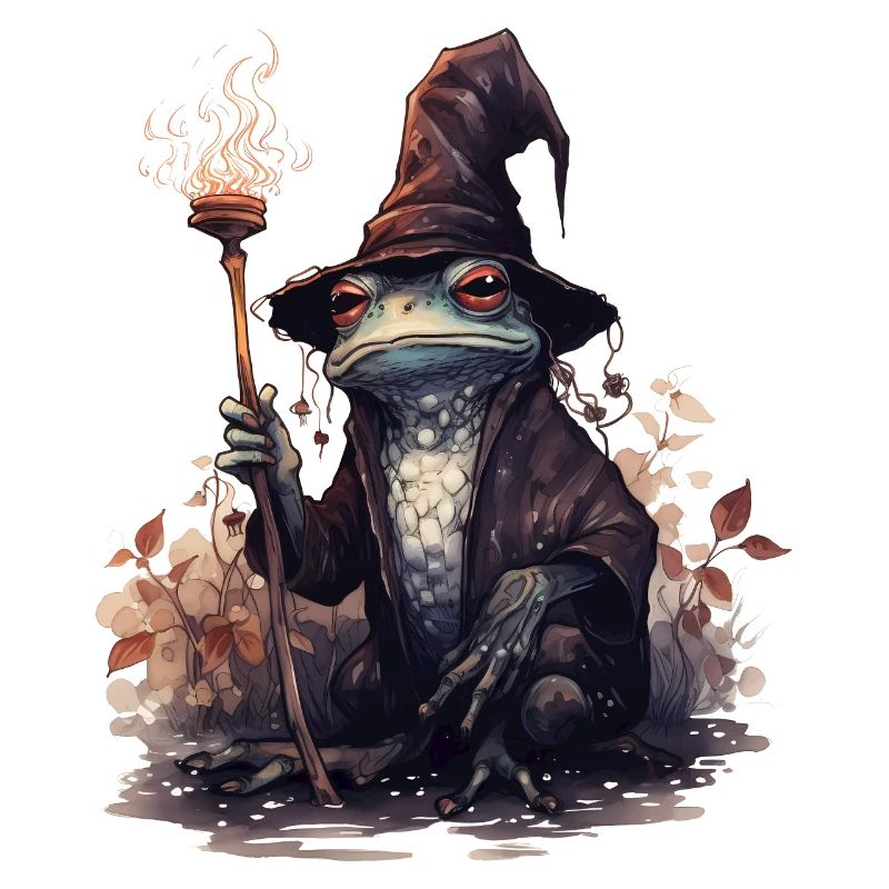 Magic frog with magic hat and magic wand