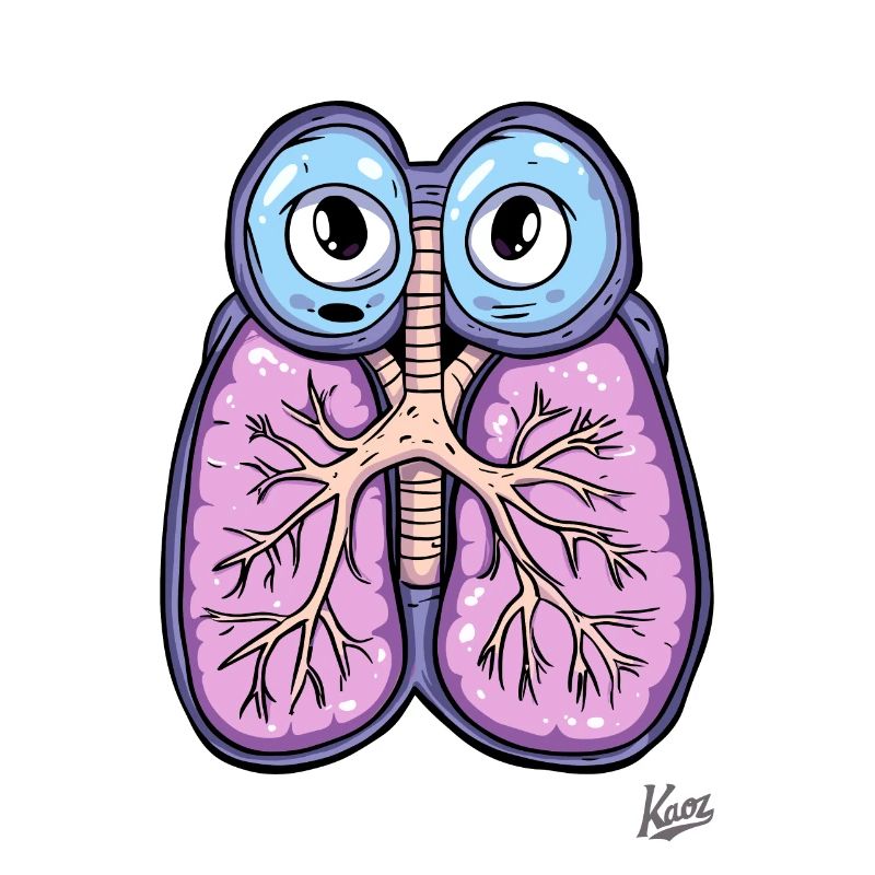 Funny lungs with eyes: Take a deep breath!
