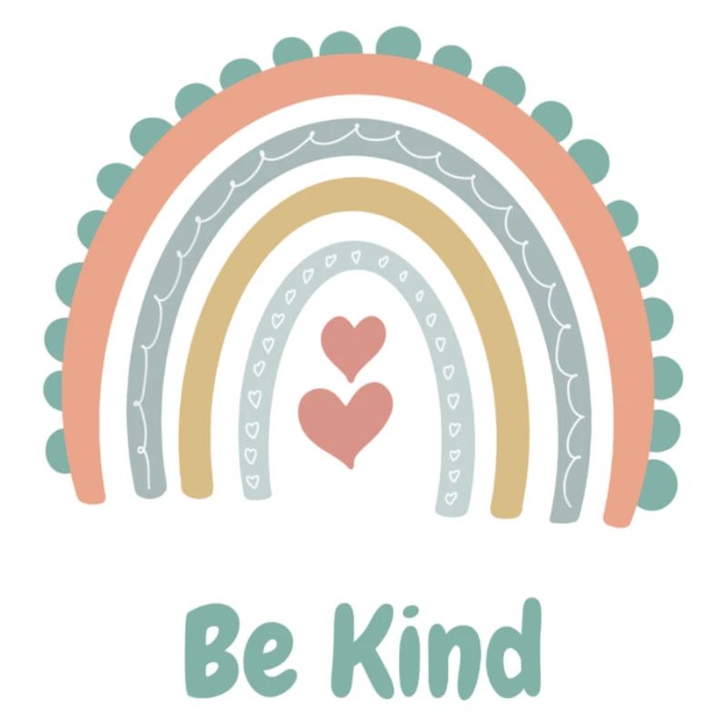 Be Kind - Regenbogen und Herzen - Boho