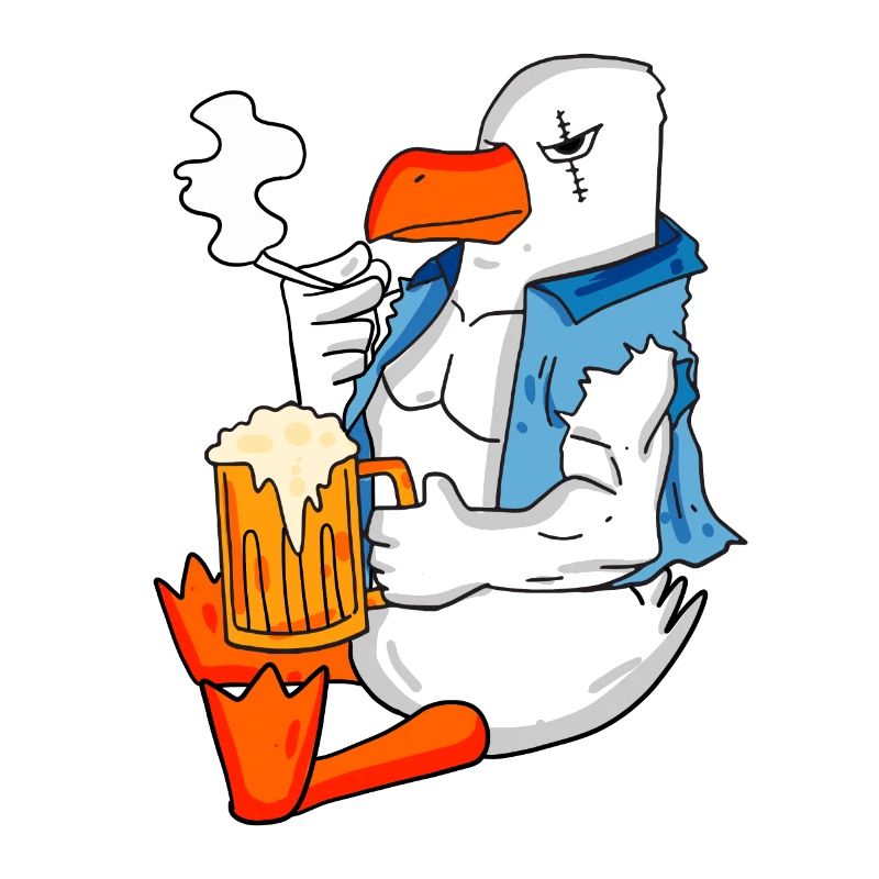 Gefährliche Möwe Bier Nordsee Moin Seemöwe
