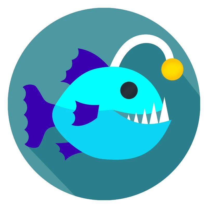 Lantern Fish Icon Frogfish Comic Symbol Fish