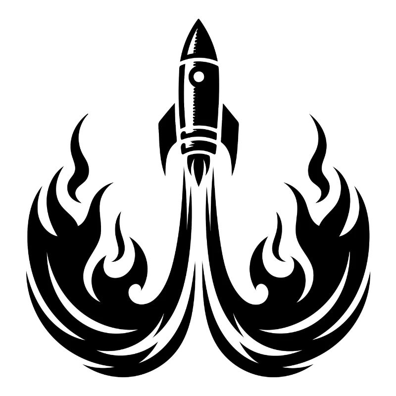 Launching spaceship in fire flames