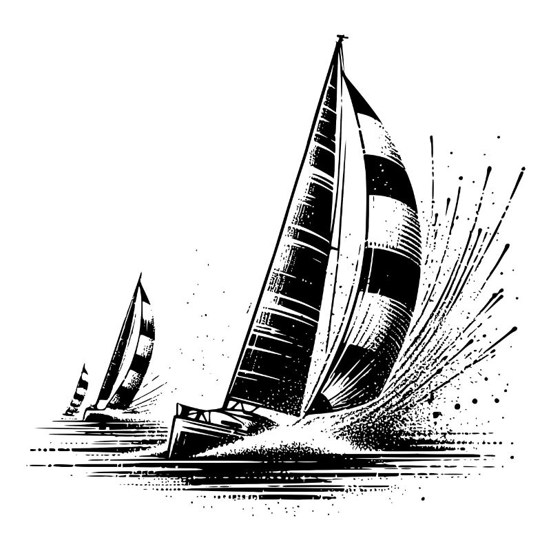 Voiliers de régate dans le vent et les vagues