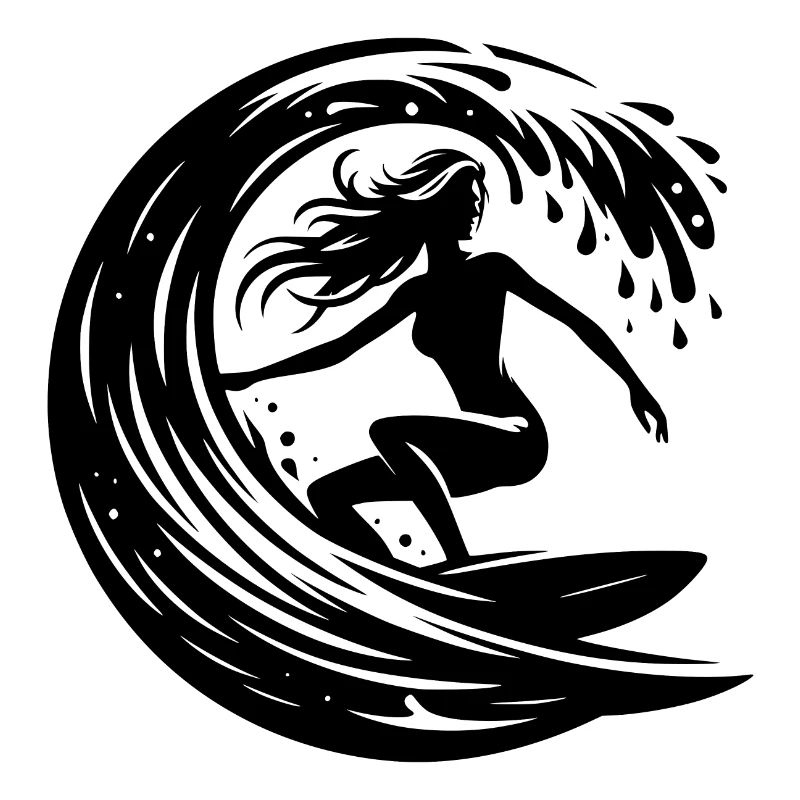 Surfeur élégant avec planche de surf dans un tunnel de vagues