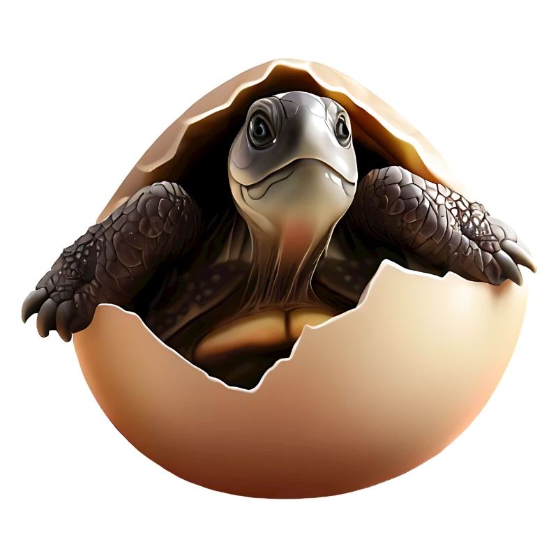 Turtle hatches from the egg
