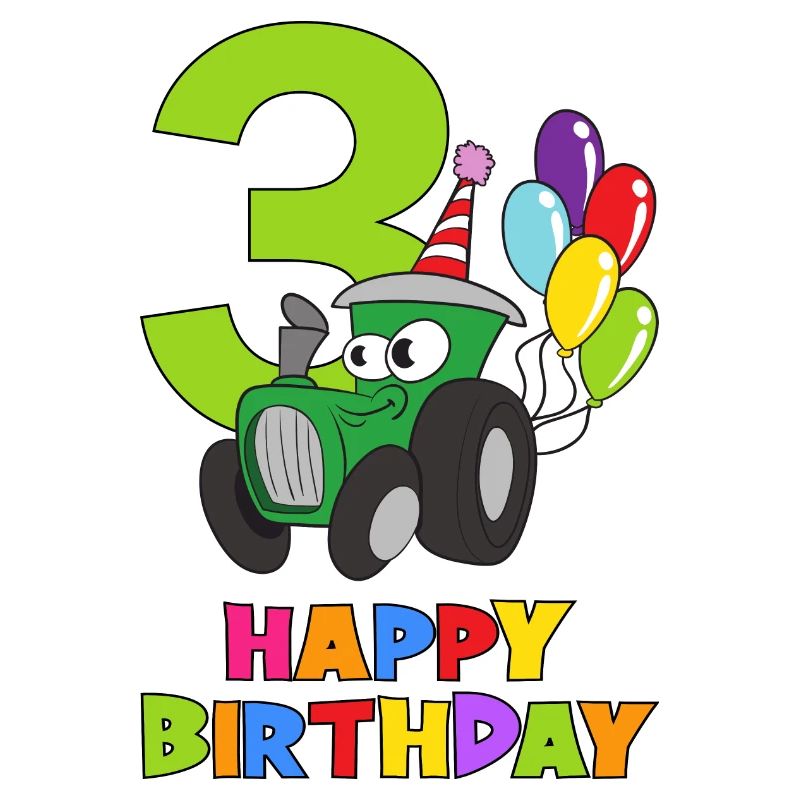 Dritter Geburtstag 3 Jahre alt Trekker Traktor