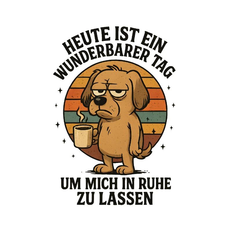 Drôle de chien de bureau disant avec du café