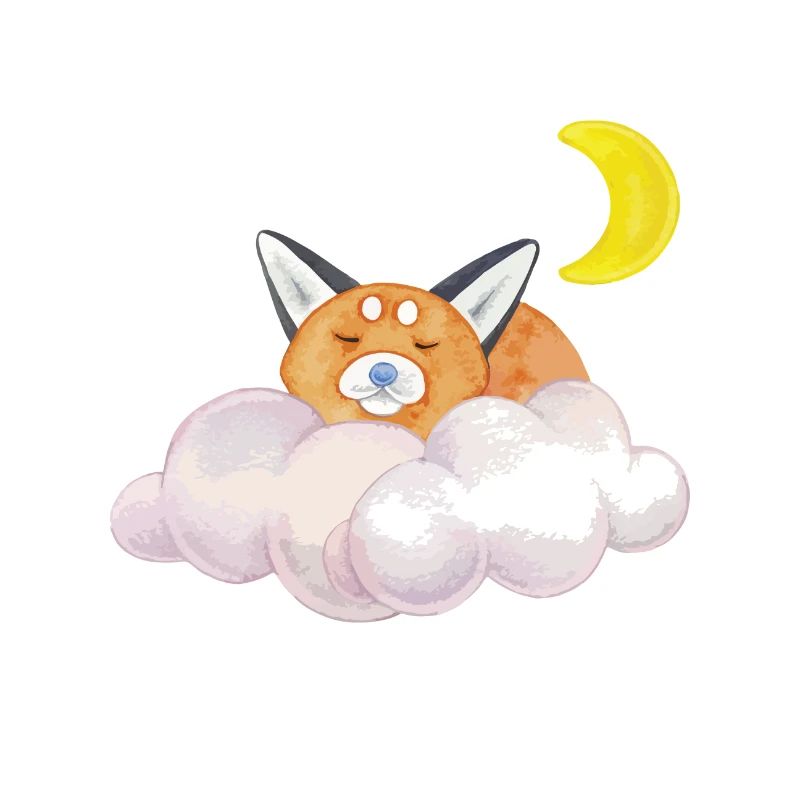 Sleeping cat cloud moon night gift