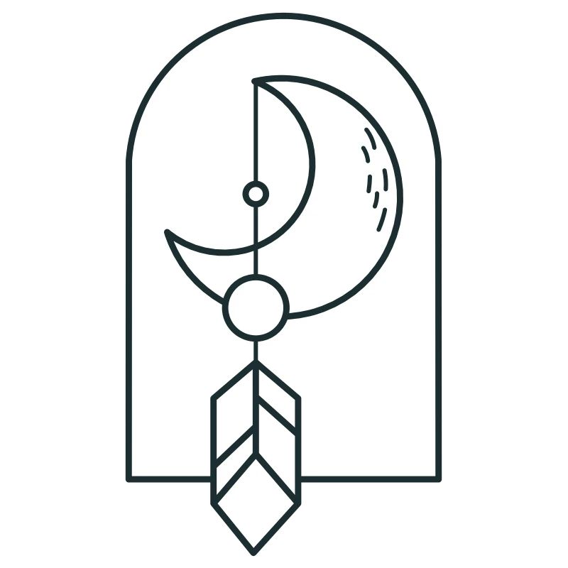 BOHO moon and drop feather on an arc