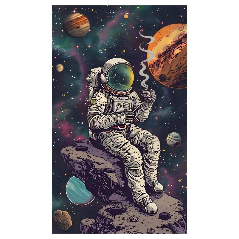 Astronaut on an asteroid in space