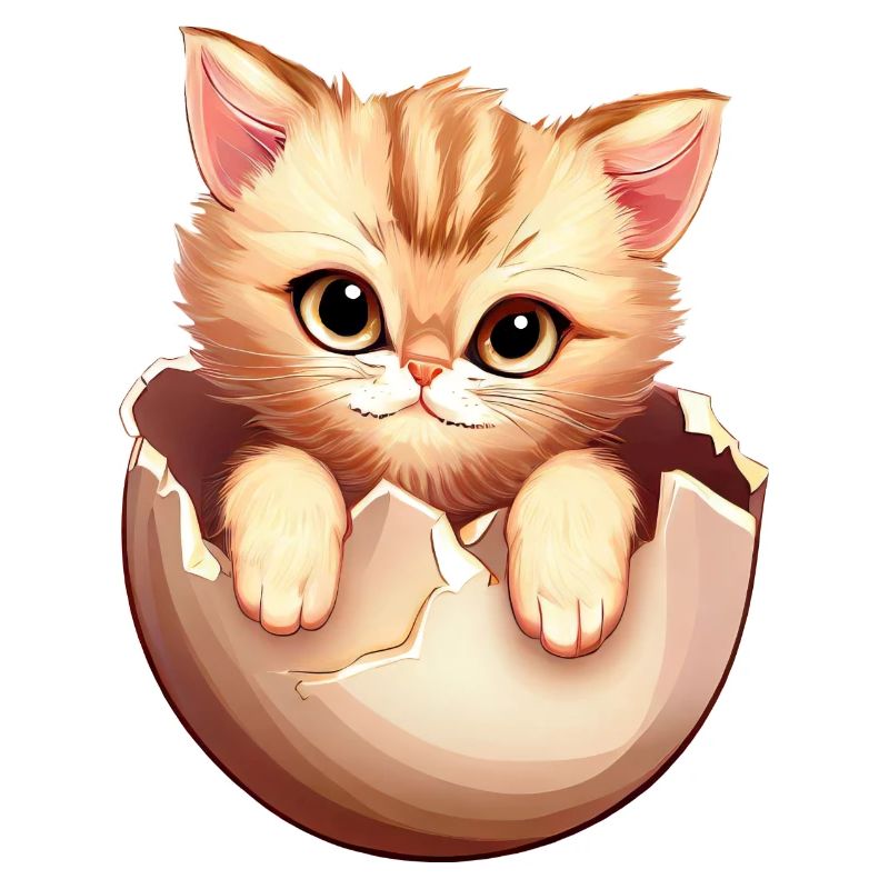 Kitten hatches from egg, Cute animal design