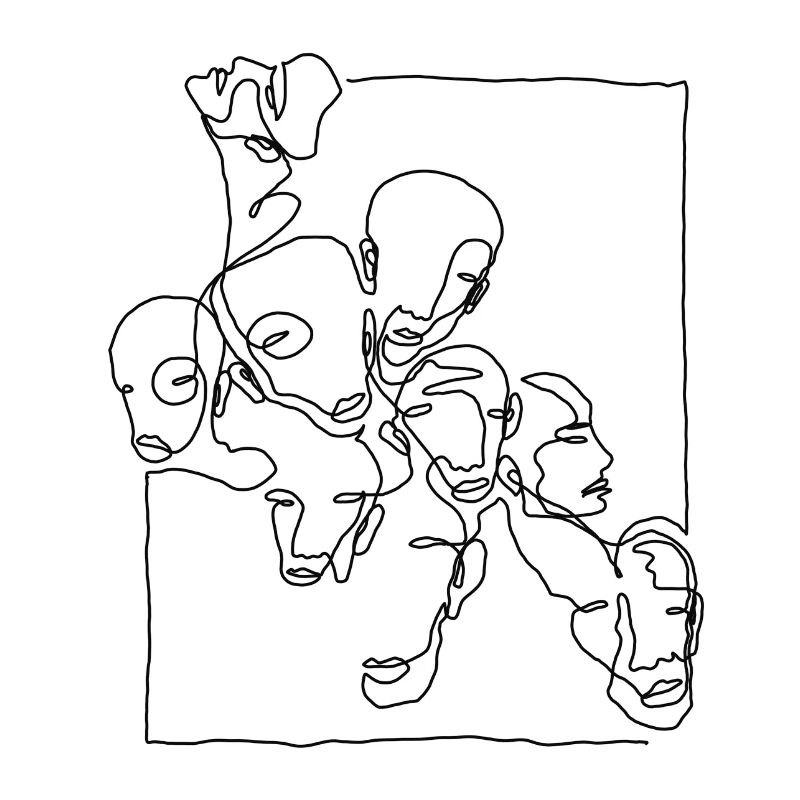 "Faces005" Oneline Premium Design Black