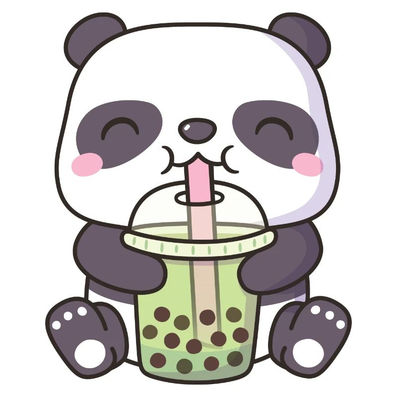 Mignon Panda Bear Boire Matcha Bubble Tea