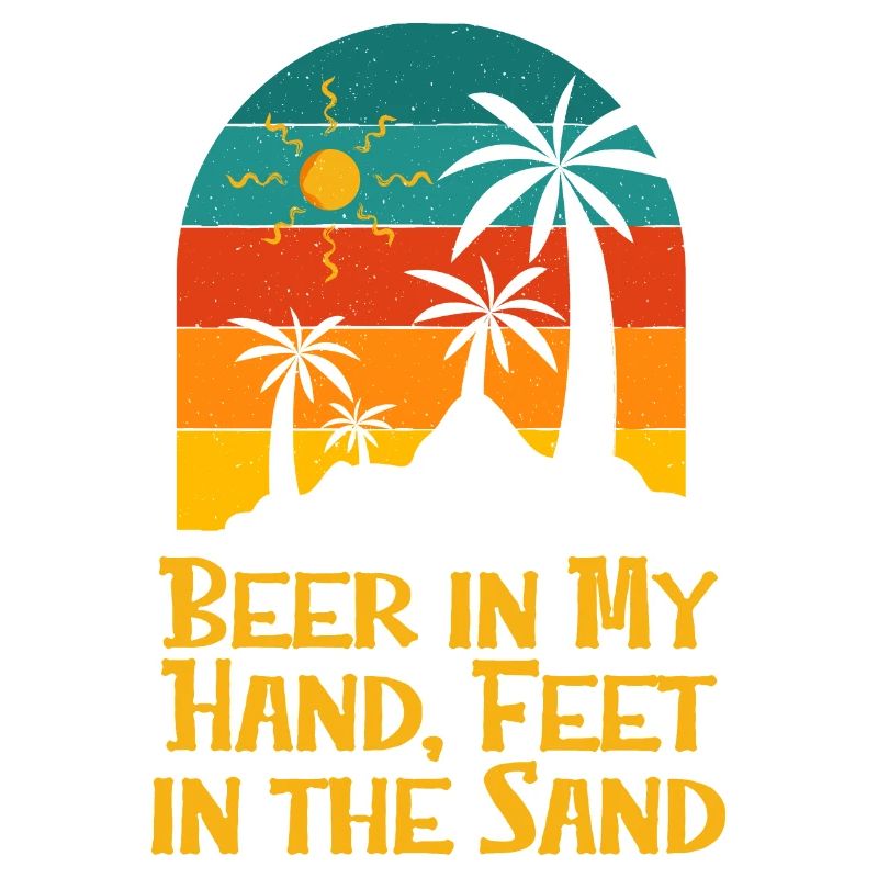 Bière à la main les pieds dans le sable de la plage en buvant