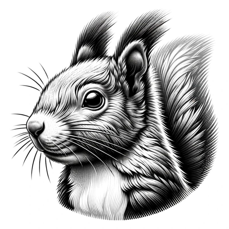 Black White Art Squirrel Nuts
