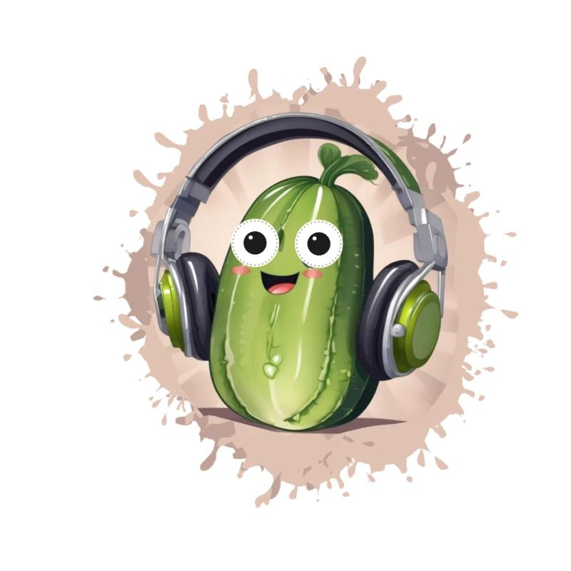 Gurke, Kopfhörer, illustration, retro