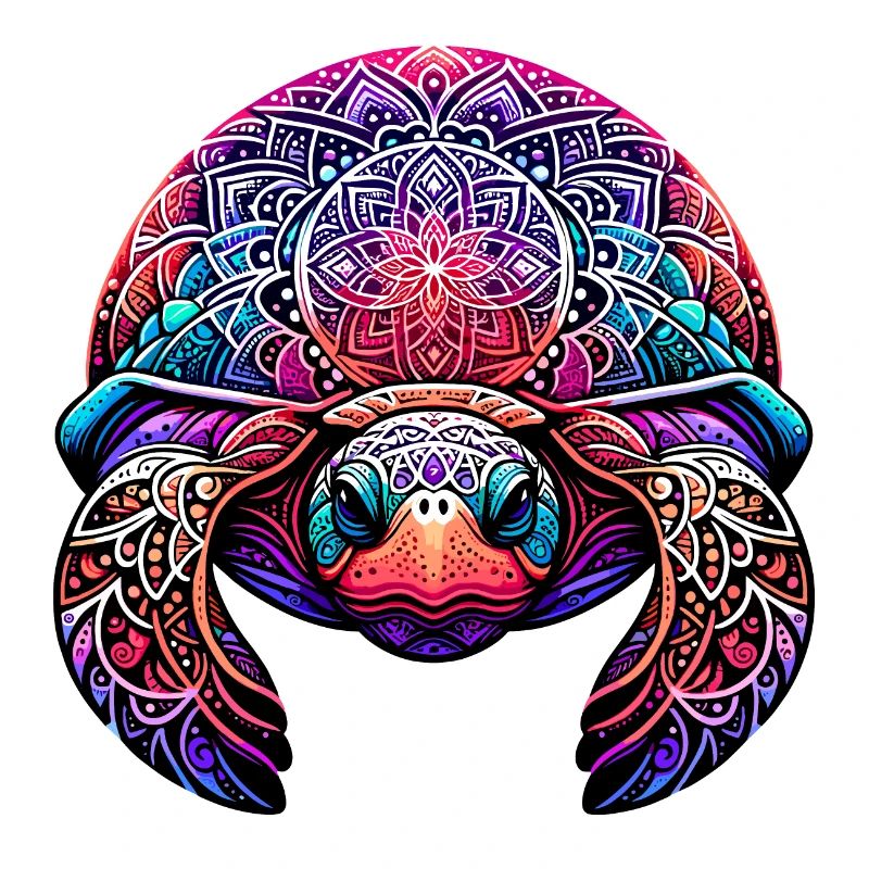 Colorful Mandala Turtle Artwork