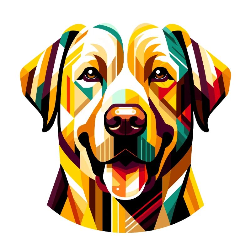 Lebendiger Patchwork-Labrador: Abstraktes Hundedesign