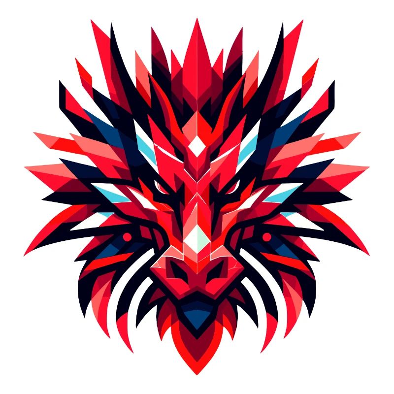 Geometric Fire Dragon: Mythical Red Majesty