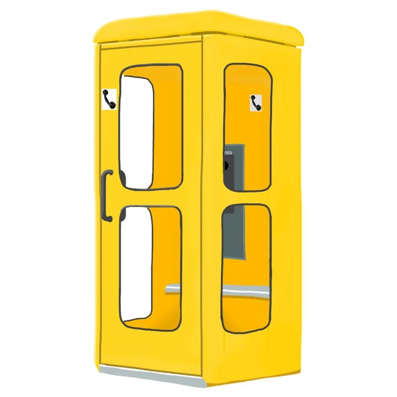 Yellow Phone Booth, Nostalgia, Post Hand Drawing