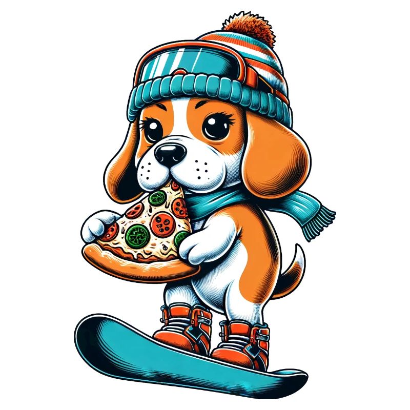 Beagle Snowboarder: Pizza-Abfahrt