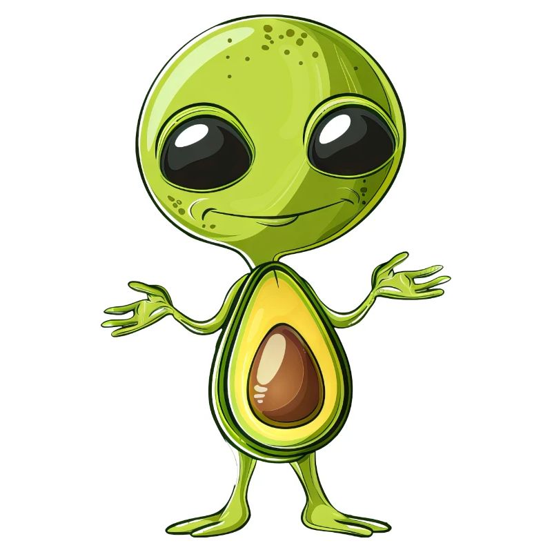 Cooler Alien Avocado mit Sonnenbrille Design