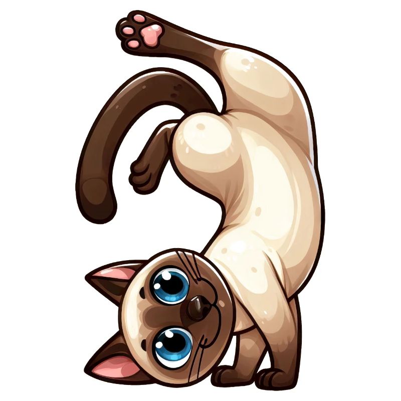 Funny Siamese Cat Handstand Trick Siamese