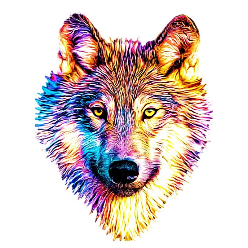 Wolf in Regenbogenflammen