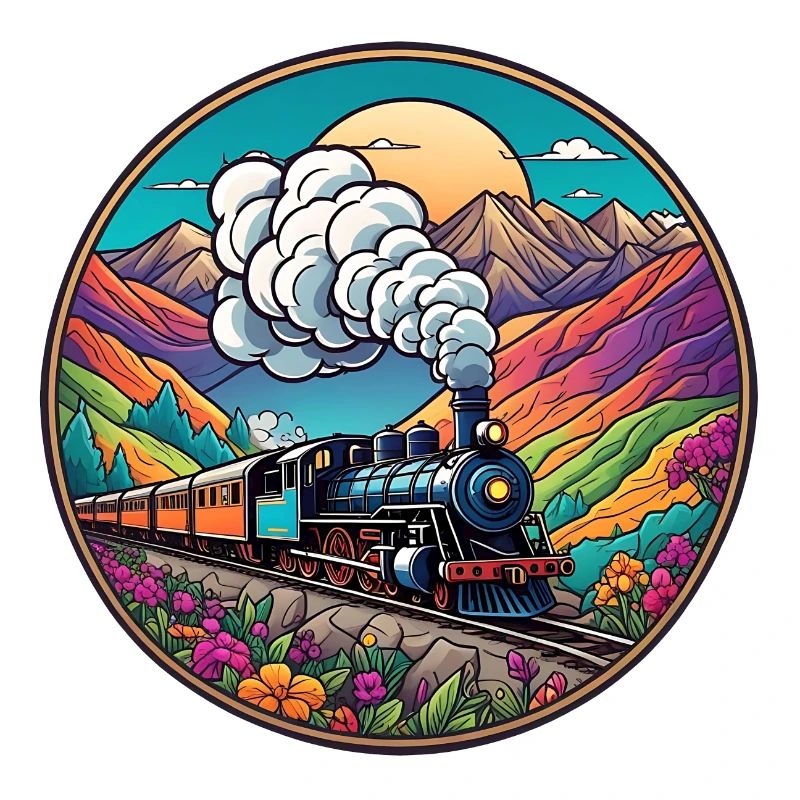 Nostalgischer Eisenbahnzug qualmender Lokomotive.