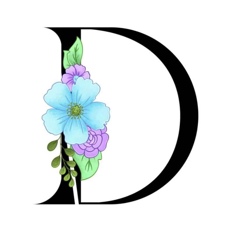 Eleganter Buchstabe 'D' mit Blumen