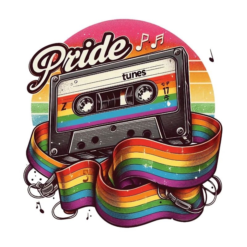 Pride Tunes Retro Cassette Rainbow Design