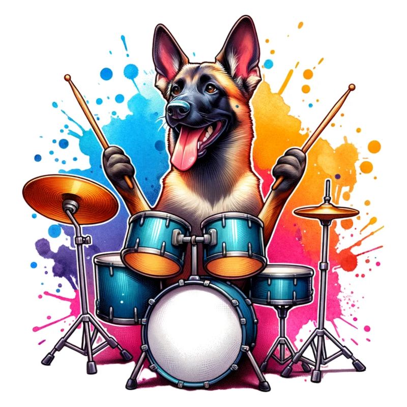 Conception d’aquarelle de batteur Malinois