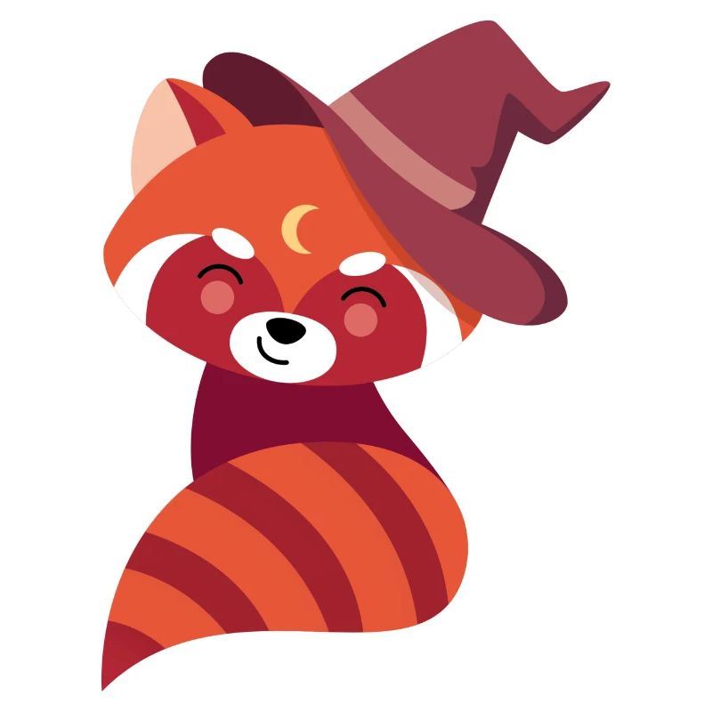 red panda with magic hat