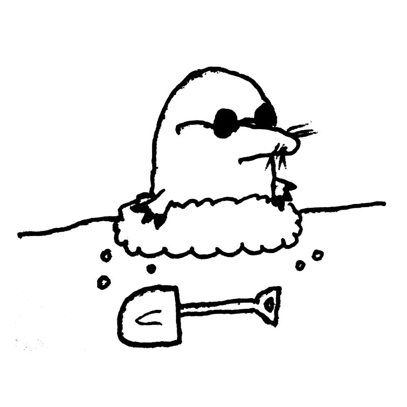 Comic Maulwurf mit Schaufel