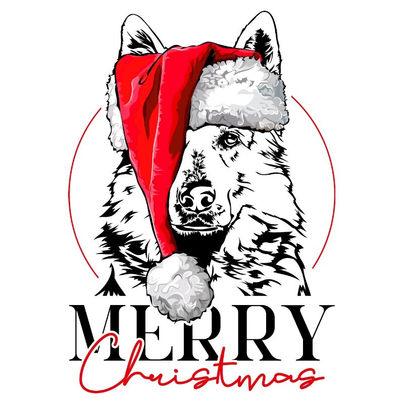 WEISSER SCHWEIZER SCHÄFERHUND Merry Christmas Hund