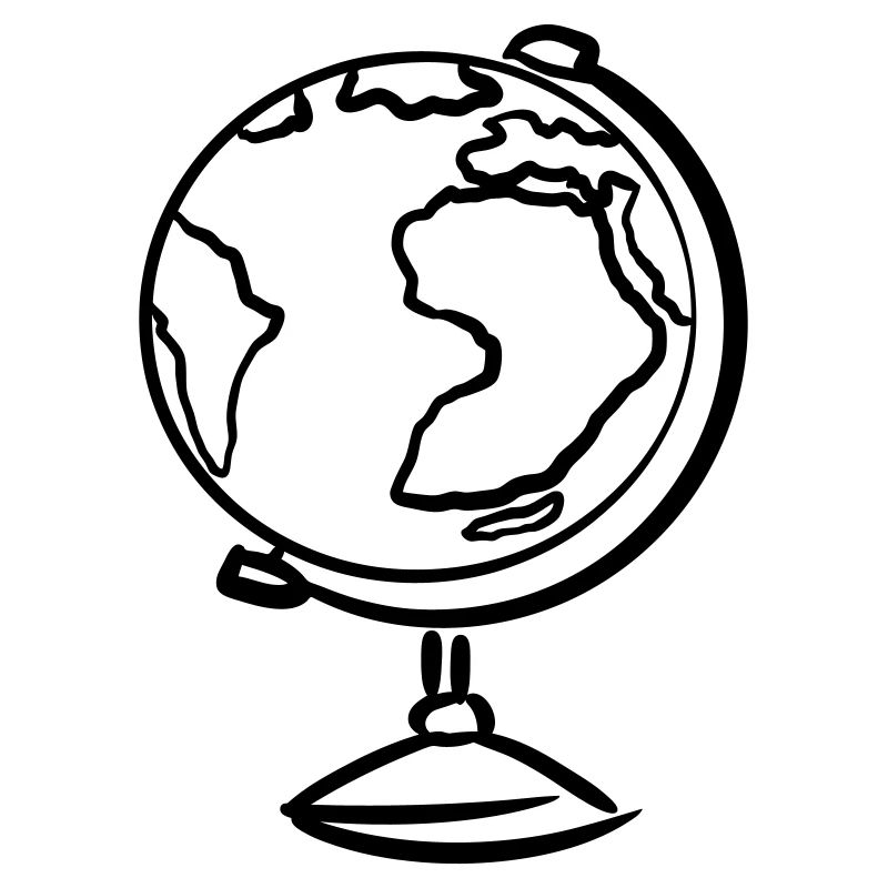 Globe, dessiné à la main. Dessin. Géographie
